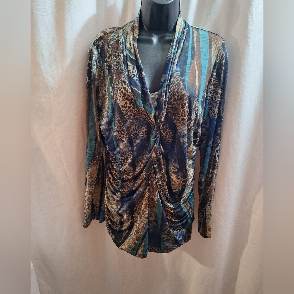 Tribal multi colored cross over ruched front large